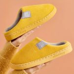 Soft Plush Cozy Ribbed Corduroy House Slippers Anti-skid Slip-on Shoes Indoor For Men Winter Shoes