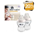 Tommee Tippee Closer to Nature Baby Bottles with Anti-Colic Valve - 2 Pack 260ml