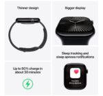 Apple Watch Series 10 GPS + Cellular 46mm Jet Black Aluminium Sport Band - M/L - Image 8