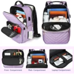 Matein 15.6in Laptop Backpack, Water Resistant College School Bookbag with USB Charging Port for Women - Image 2