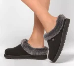 Skechers Womens Wide Fit Slippers Ice Angel Memory Foam Black - Image 6